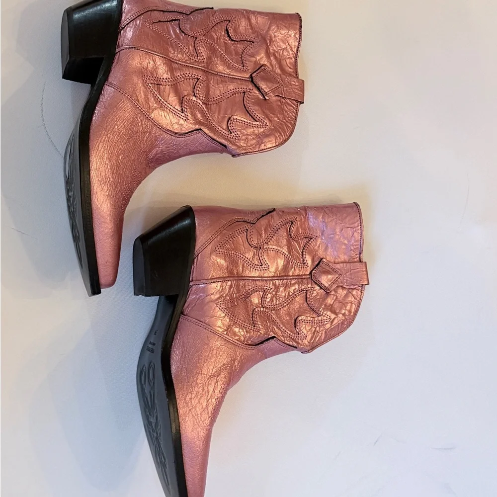 FREE PEOPLE WAY OUT WEST METALLIC WESTERN BOOTS SIZE 39/9 - Picture 3 of 12